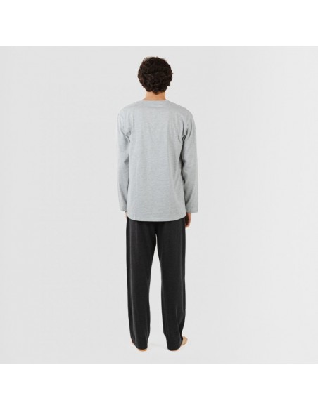 Pijama comprido homem com botões cinza - cinza escuro Pijama comprido homem com botões cinza - cinza escuro