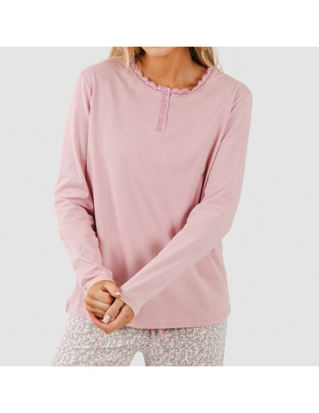 Pijama algodão Sofia rosa pijamas-compridos-de-mulher