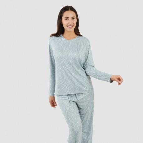 Pijama mulher soft Anita azul indigo pijamas-compridos-de-mulher