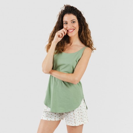 Pijama curto algodão Nevada verde