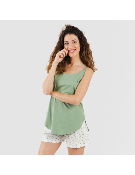 Pijama curto algodão Nevada verde pijamas-curtos-mulher