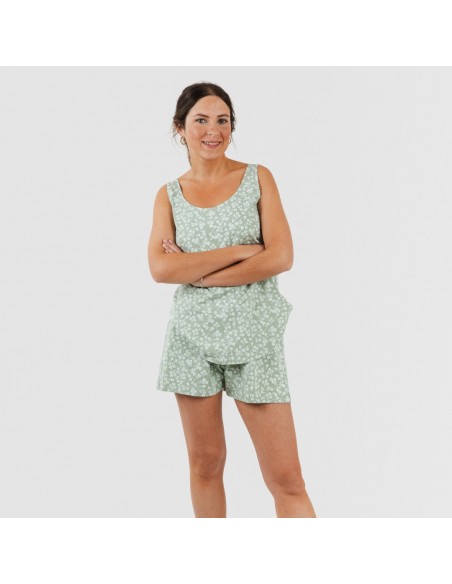 Pijama curto algodão Oniris verde caça pijamas-curtos-mulher