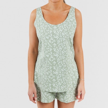 Pijama curto algodão Oniris verde caça