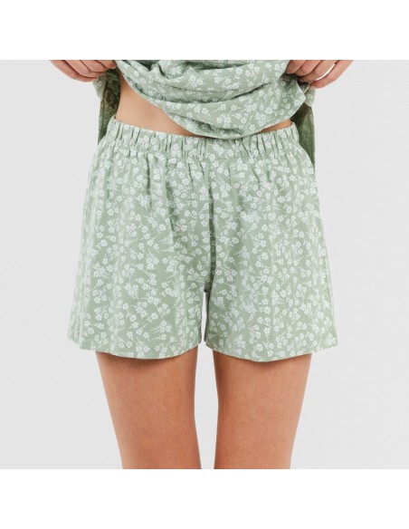 Pijama curto algodão Oniris verde caça pijamas-curtos-mulher
