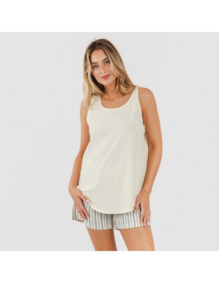 Pijama curto algodão Raya Brighton natural Pijama curto algodão Raya Brighton natural