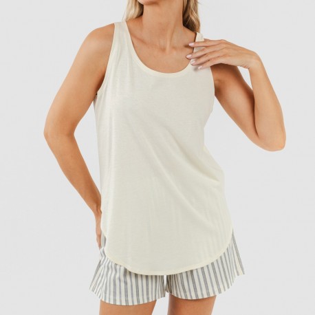 Pijama curto algodão Raya Brighton natural