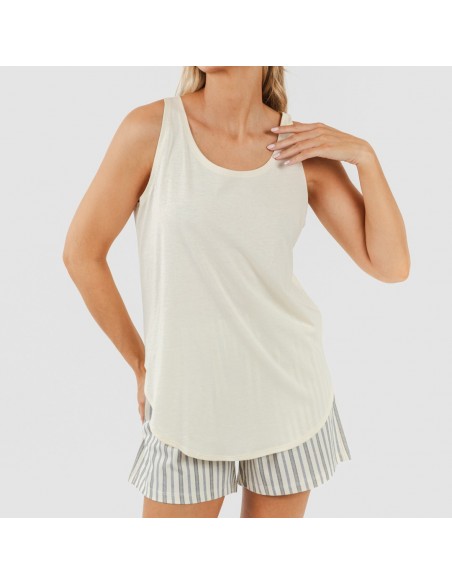 Pijama curto algodão Raya Brighton natural Pijama curto algodão Raya Brighton natural