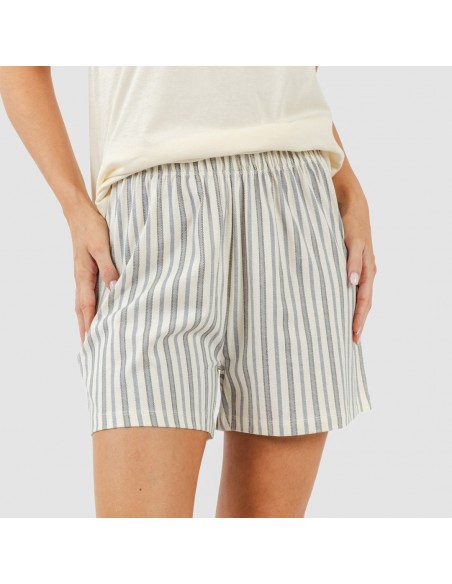 Pijama curto algodão Raya Brighton natural Pijama curto algodão Raya Brighton natural