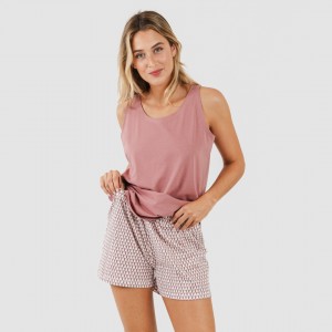 Pijama curto algodão Louise marsala 2