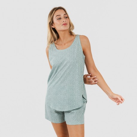 Pijama curto algodão Anita verde desgastado