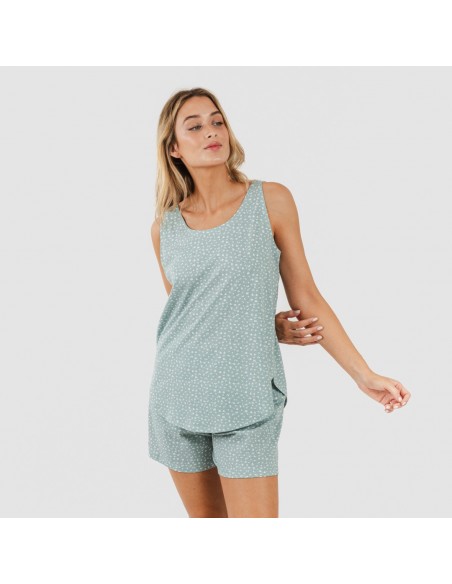 Pijama curto algodão Anita verde desgastado Pijama curto algodão Anita verde desgastado