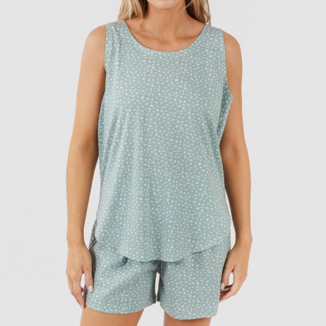 Pijama curto algodão Anita verde desgastado