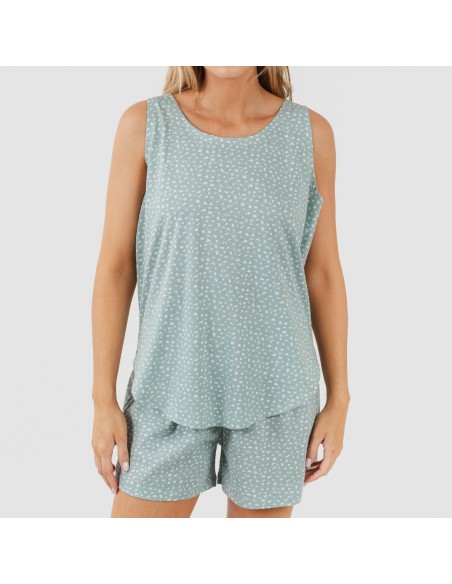 Pijama curto algodão Anita verde desgastado Pijama curto algodão Anita verde desgastado