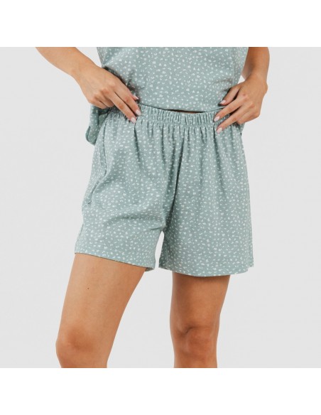 Pijama curto algodão Anita verde desgastado Pijama curto algodão Anita verde desgastado