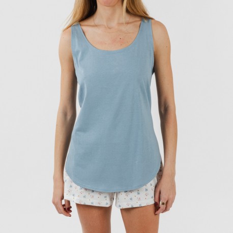 Pijama curto algodão Inés azul indigo