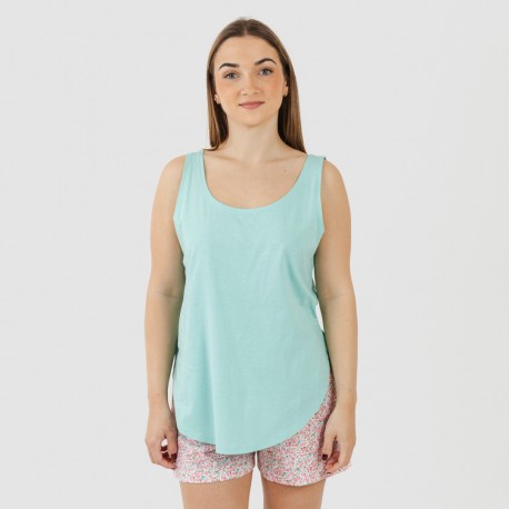 Pijama curto algodão Salima verde água pijamas-curtos-mulher