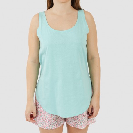 Pijama curto algodão Salima verde água