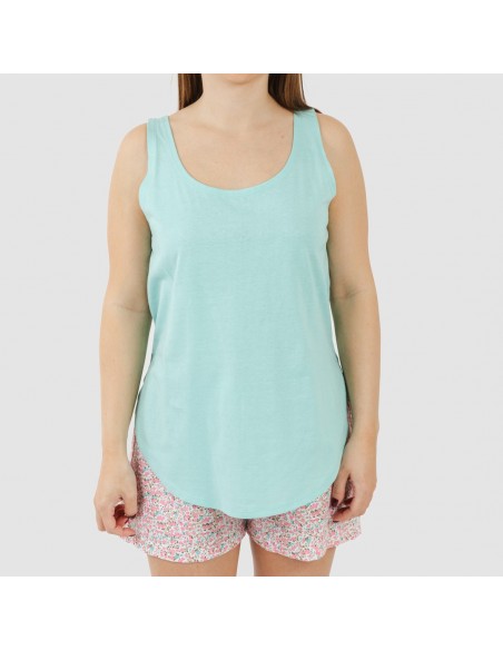 Pijama curto algodão Salima verde água Pijama curto algodão Salima verde água