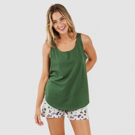 Pijama curto algodão Eire verde caça pijamas-curtos-mulher