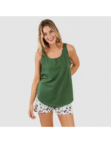 Pijama curto algodão Eire verde caça pijamas-curtos-mulher