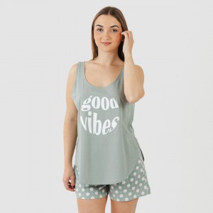Pijama curto algodão Irati verde caça