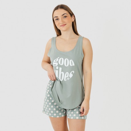 Pijama curto algodão Irati verde caça