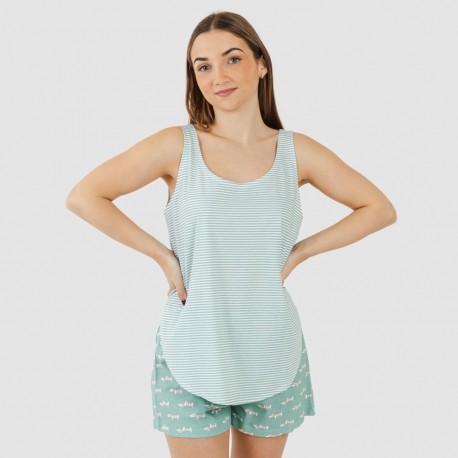 Pijama curto algodão Ponder verde azulado pijamas-curtos-mulher