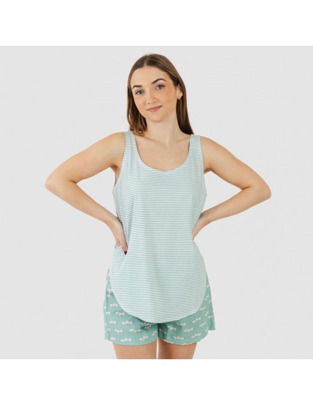 Pijama curto algodão Ponder verde azulado Pijama curto algodão Ponder verde azulado