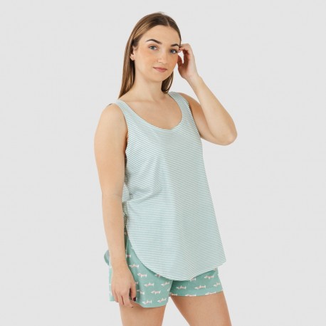 Pijama curto algodão Ponder verde azulado