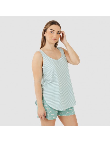 Pijama curto algodão Ponder verde azulado Pijama curto algodão Ponder verde azulado