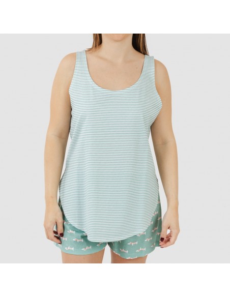 Pijama curto algodão Ponder verde azulado Pijama curto algodão Ponder verde azulado