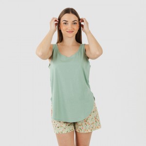 Pijama curto algodão Pamela verde 2