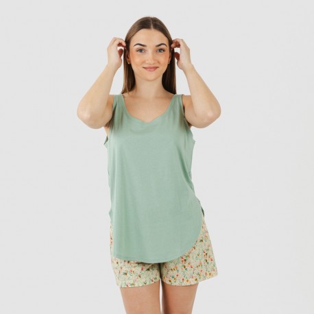 Pijama curto algodão Pamela verde