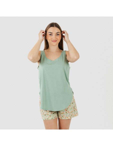 Pijama curto algodão Pamela verde Pijama curto algodão Pamela verde