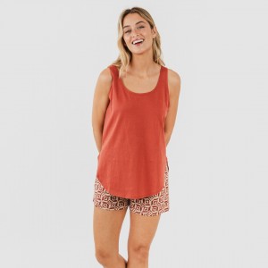 Pijama curto algodão Corinto cor telha