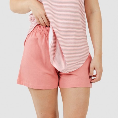 Pijama curto algodão Raya Aliena marsala