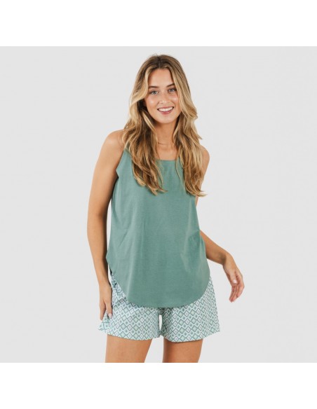 Pijama curto algodão Bianca verde menta Pijama curto algodão Bianca verde menta