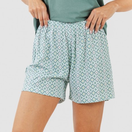 Pijama curto algodão Bianca verde menta