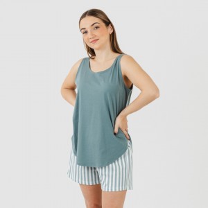 Pijama curto algodão Raya Anne verde azulado 2