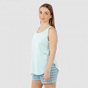 Pijama curto algodão Galieni verde azulado 2