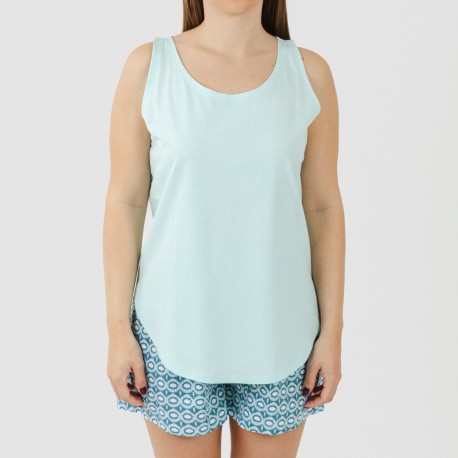 Pijama curto algodão Galieni verde azulado