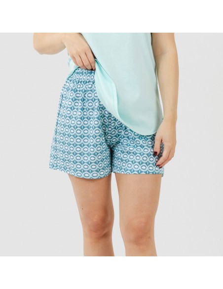 Pijama curto algodão Galieni verde azulado Pijama curto algodão Galieni verde azulado