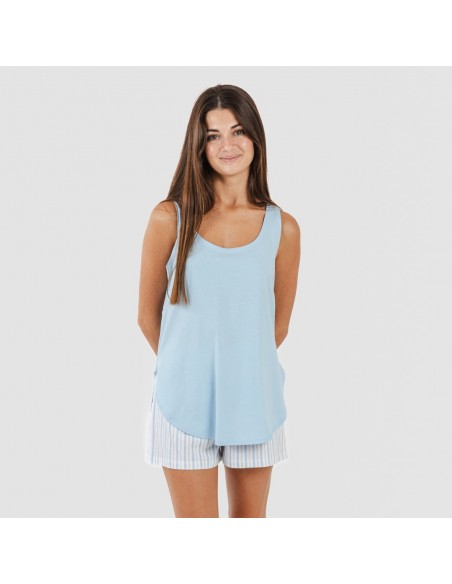Pijama curto algodão Bennet azul celeste