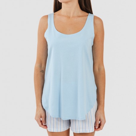 Pijama curto algodão Bennet azul celeste