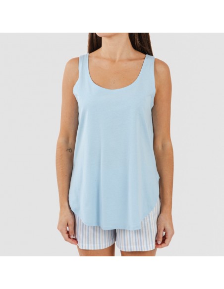 Pijama curto algodão Bennet azul celeste