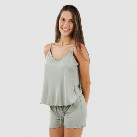 Pijama alças mulher soft liso