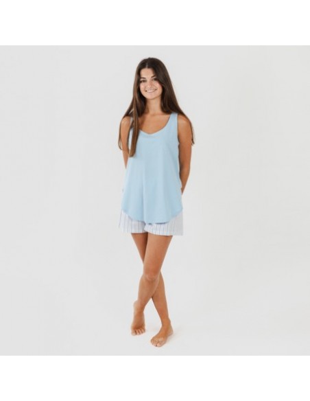 Pijama curto algodão Bennet azul celeste