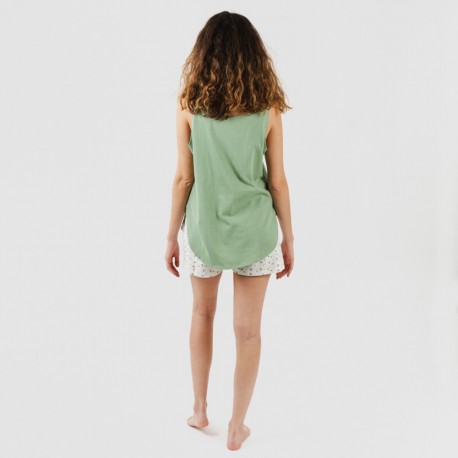 Pijama curto algodão Nevada verde