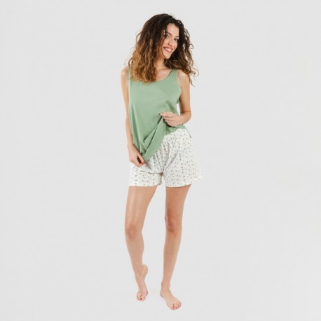 Pijama curto algodão Nevada verde