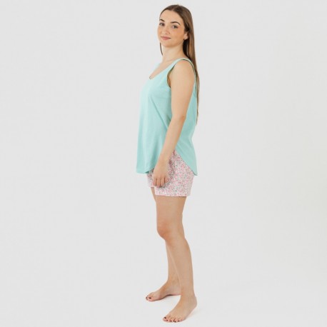 Pijama curto algodão Salima verde água